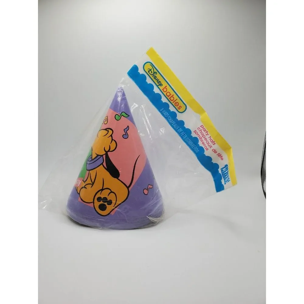 Disney Babies Blowouts Party Hats Vintage Donald Duck Pluto 1st‎ Birthday 16 Pcs